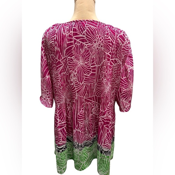 Catherines Beaded Crinkle TunicFlutter Sleeve Blouse Women’s Plus Petite Sz 2XWP - Picture 3 of 9